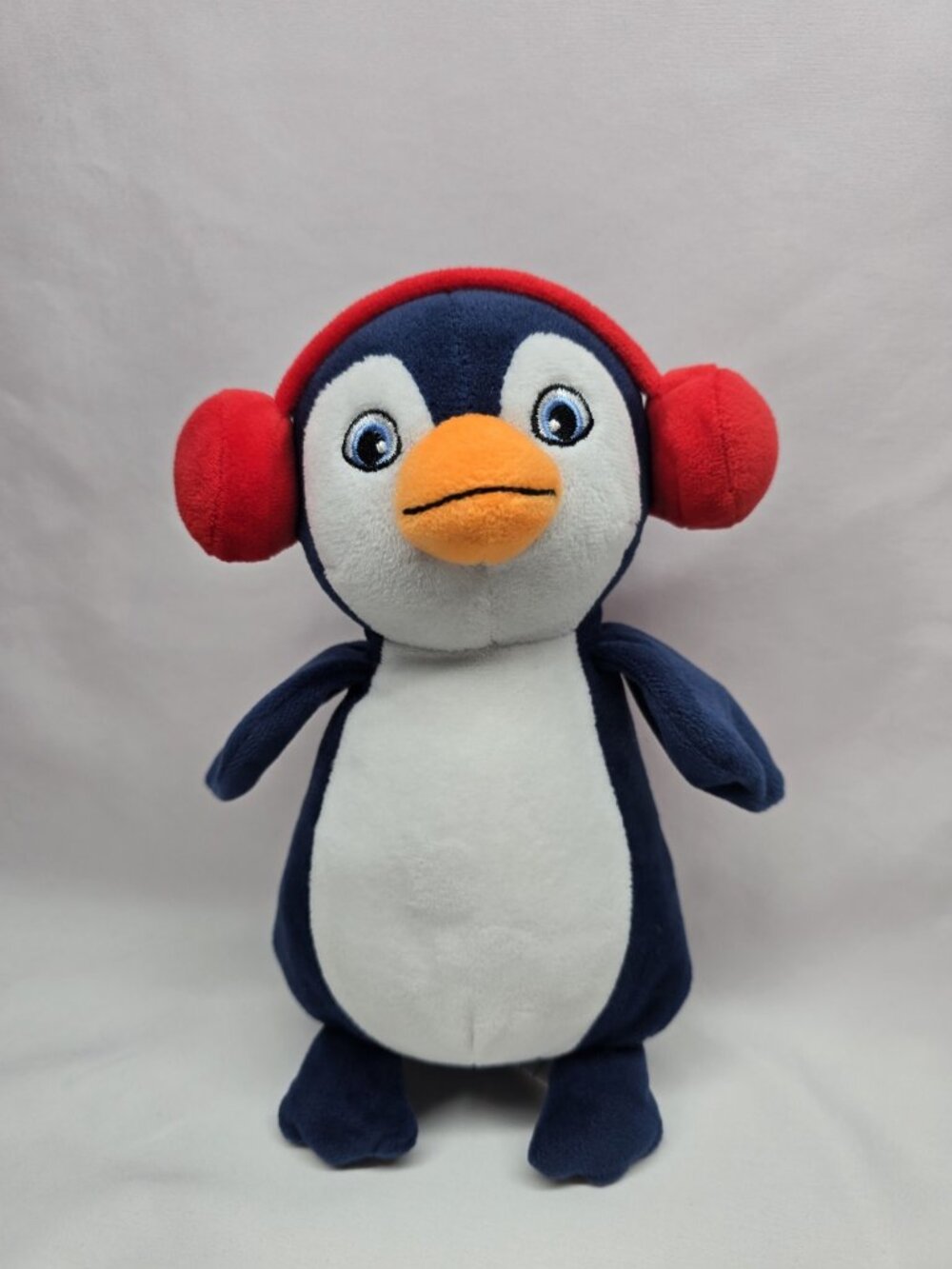 Kinder Surprise Penguin With ear muffs 9" tall Plush Stuffed Animal Toy
